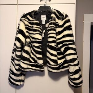 Autumn Adeigbo Black and White Zebra Teddy Jacket